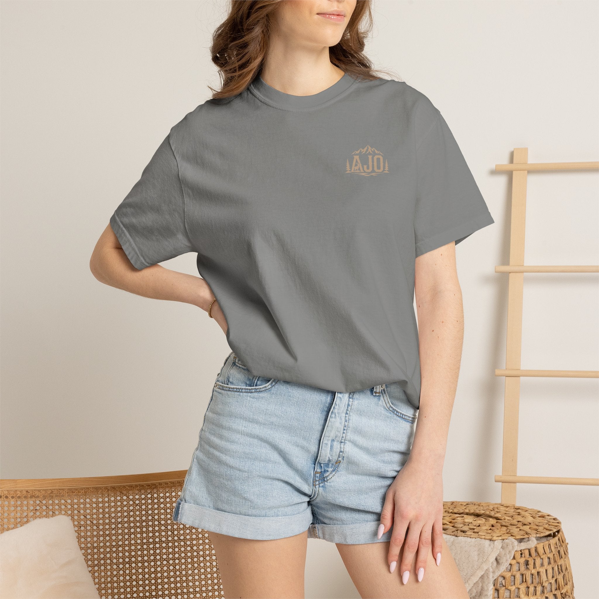 T-Shirt — Heavy Packs & Sore Backs Back Print (Outdoor Hiking Graphic)
