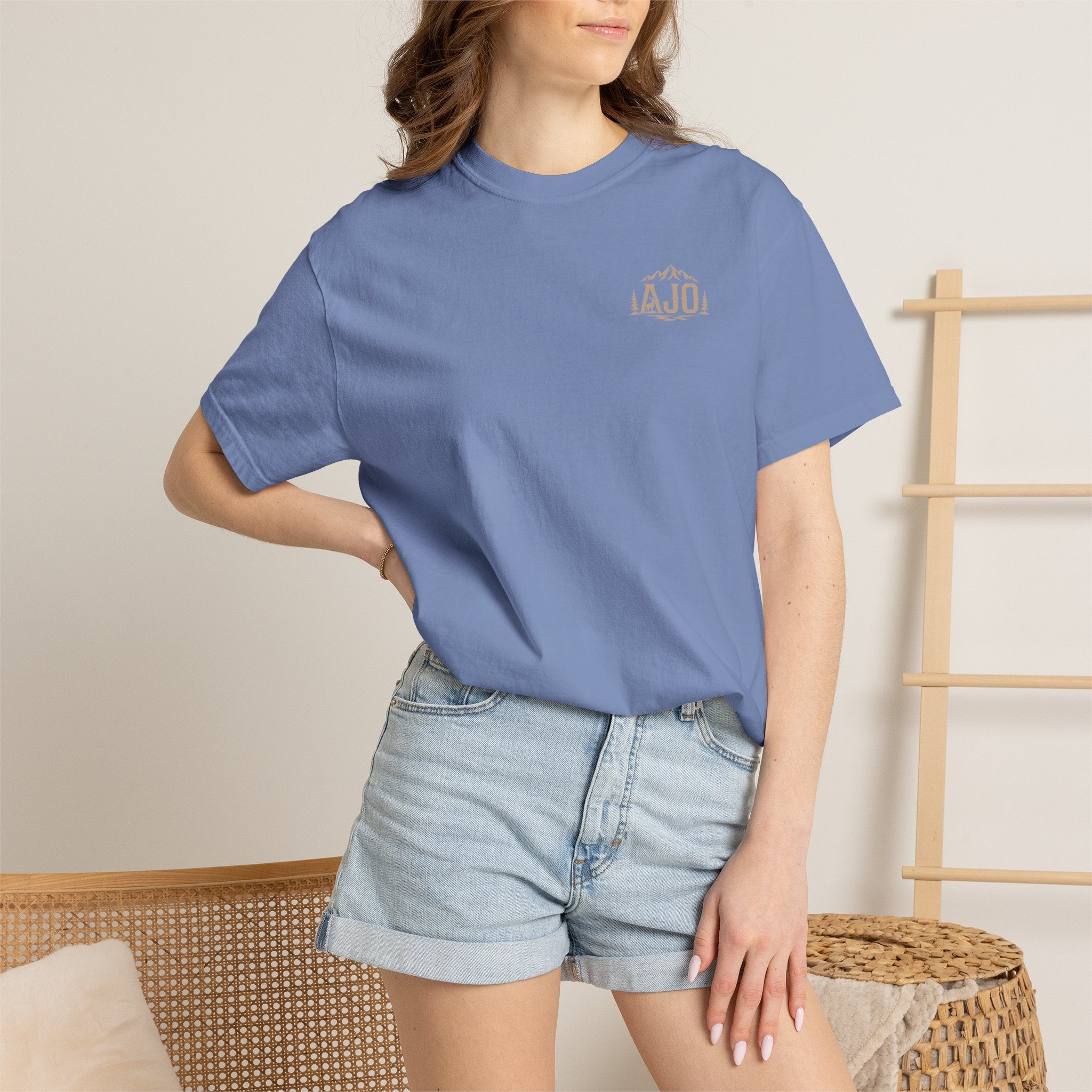 T-Shirt — Heavy Packs & Sore Backs Back Print (Outdoor Hiking Graphic)