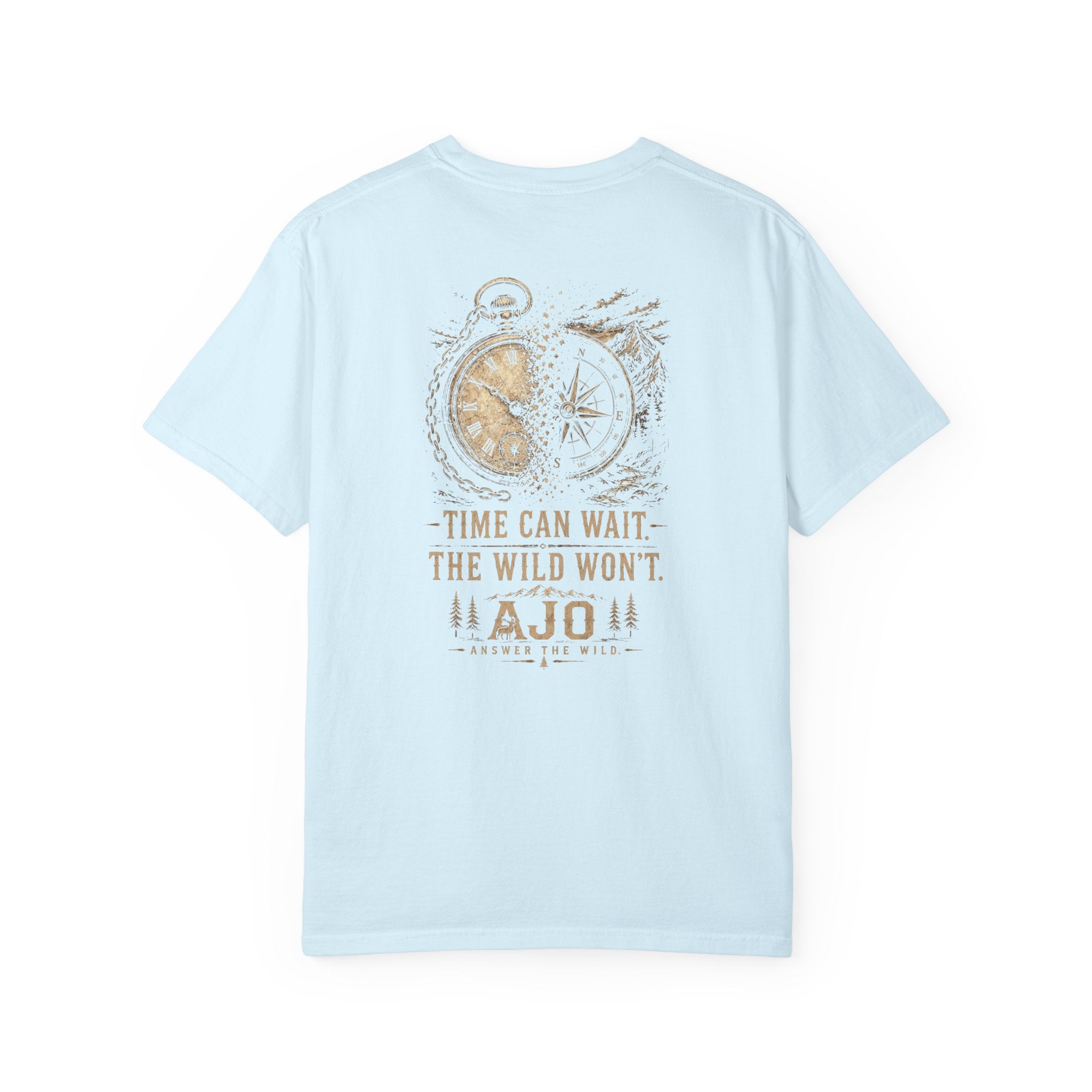 Ajo Pocket Tee — 'Time Can Wait, The Wild Won't' Adventure T‑Shirt
