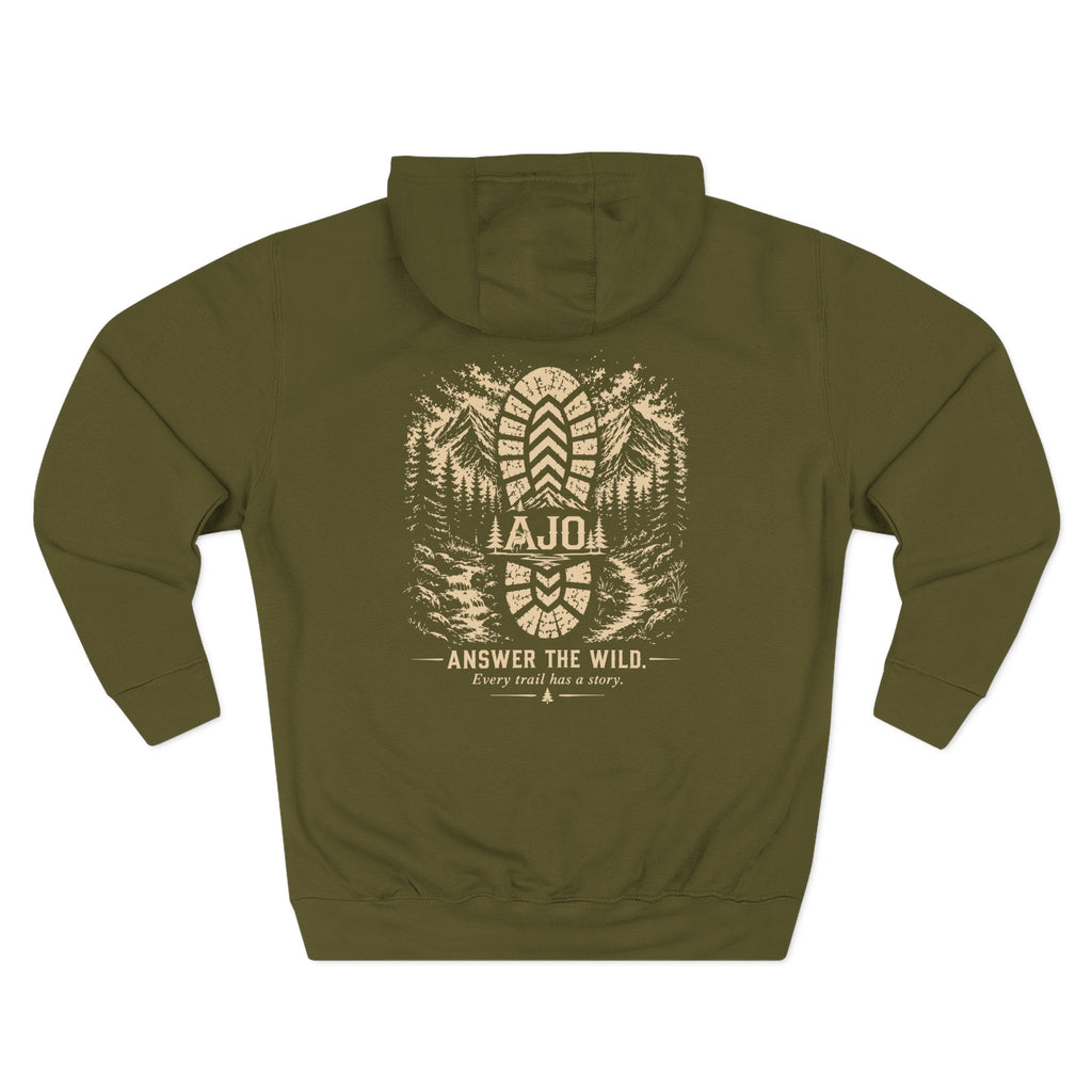 Adventure Hoodie - "Answer The Wild" Forest Bootprint Fleece Pullover