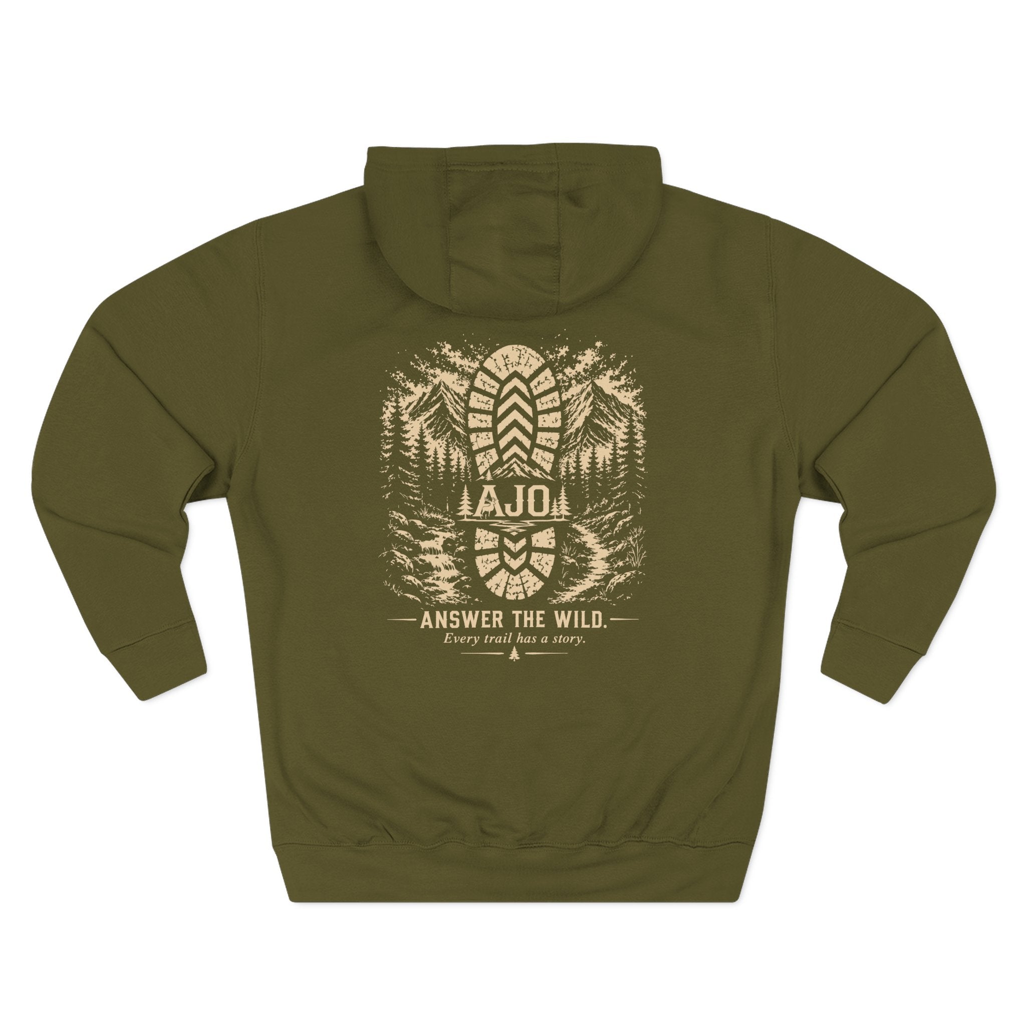 Adventure Hoodie - "Answer The Wild" Forest Bootprint Fleece Pullover