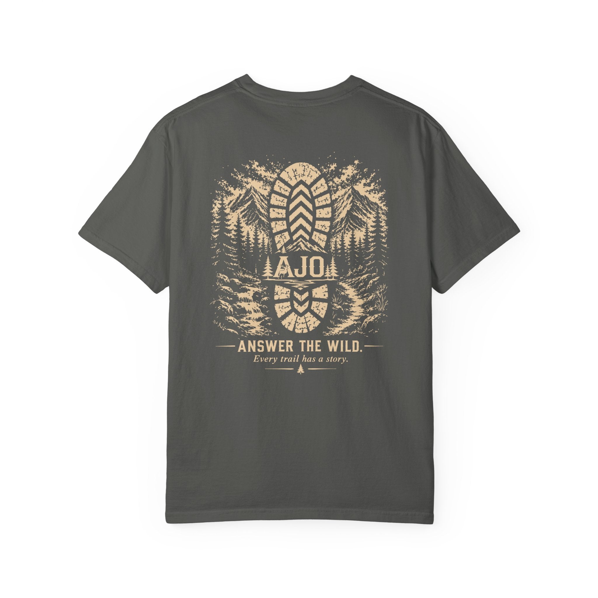 Trail Boot Print T-Shirt — "Answer the Wild" Outdoor Graphic Tee