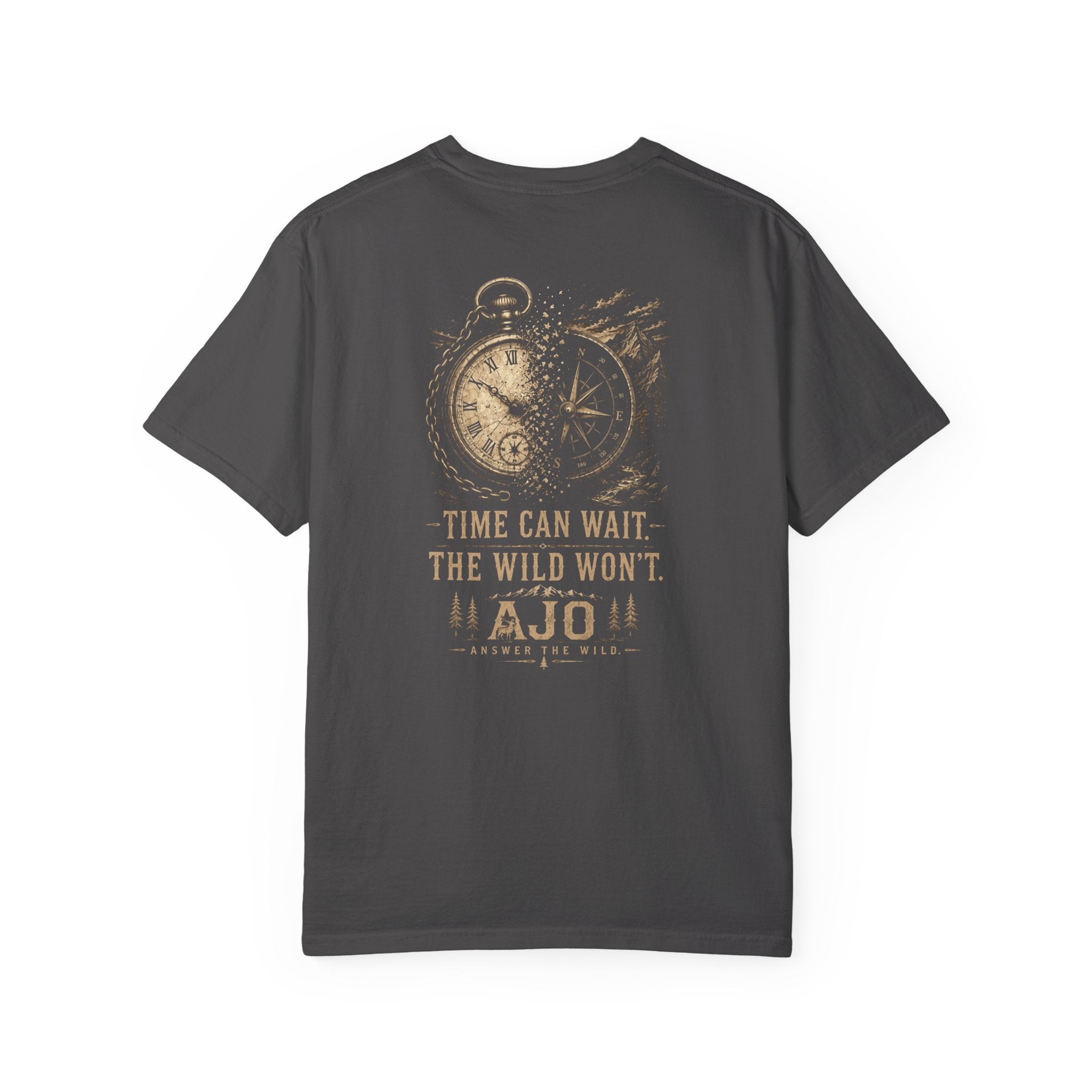 Ajo Pocket Tee — 'Time Can Wait, The Wild Won't' Adventure T‑Shirt