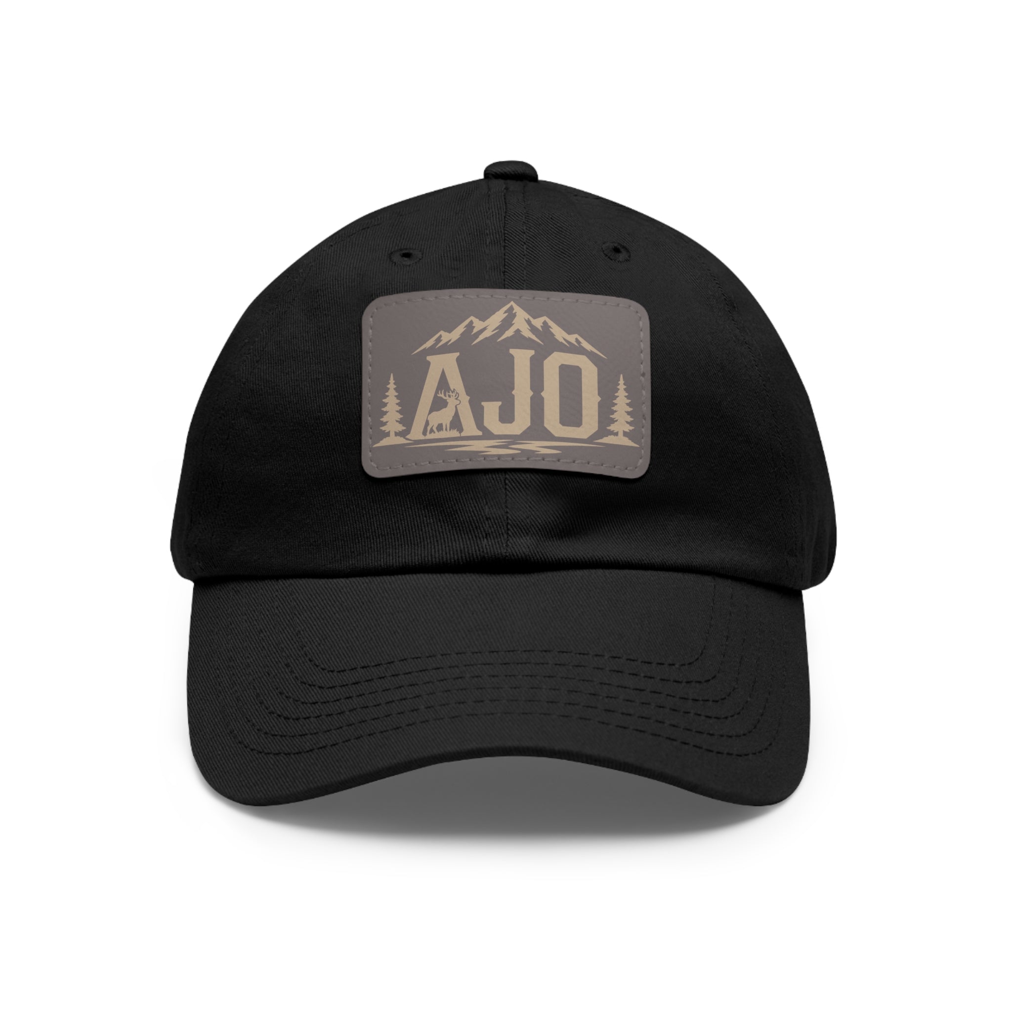 AJO Mountain Leather Patch Dad Hat — Outdoor Adventure Baseball Cap