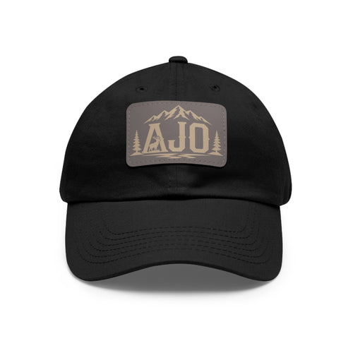 AJO Mountain Leather Patch Dad Hat — Outdoor Adventure Baseball Cap
