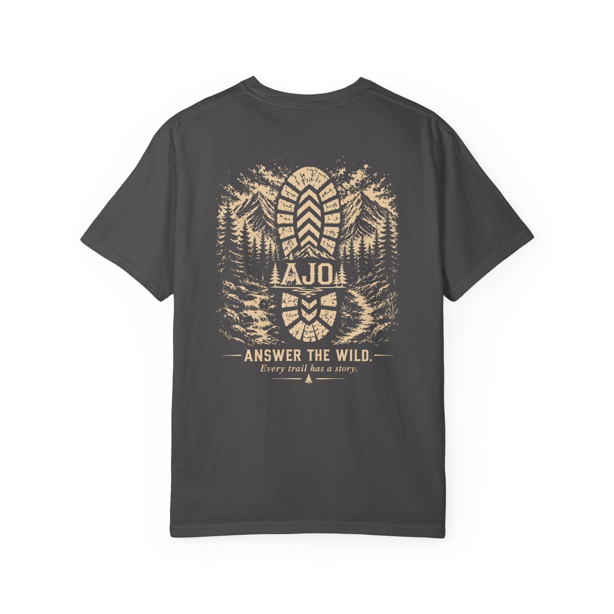 Trail Boot Print T-Shirt — "Answer the Wild" Outdoor Graphic Tee