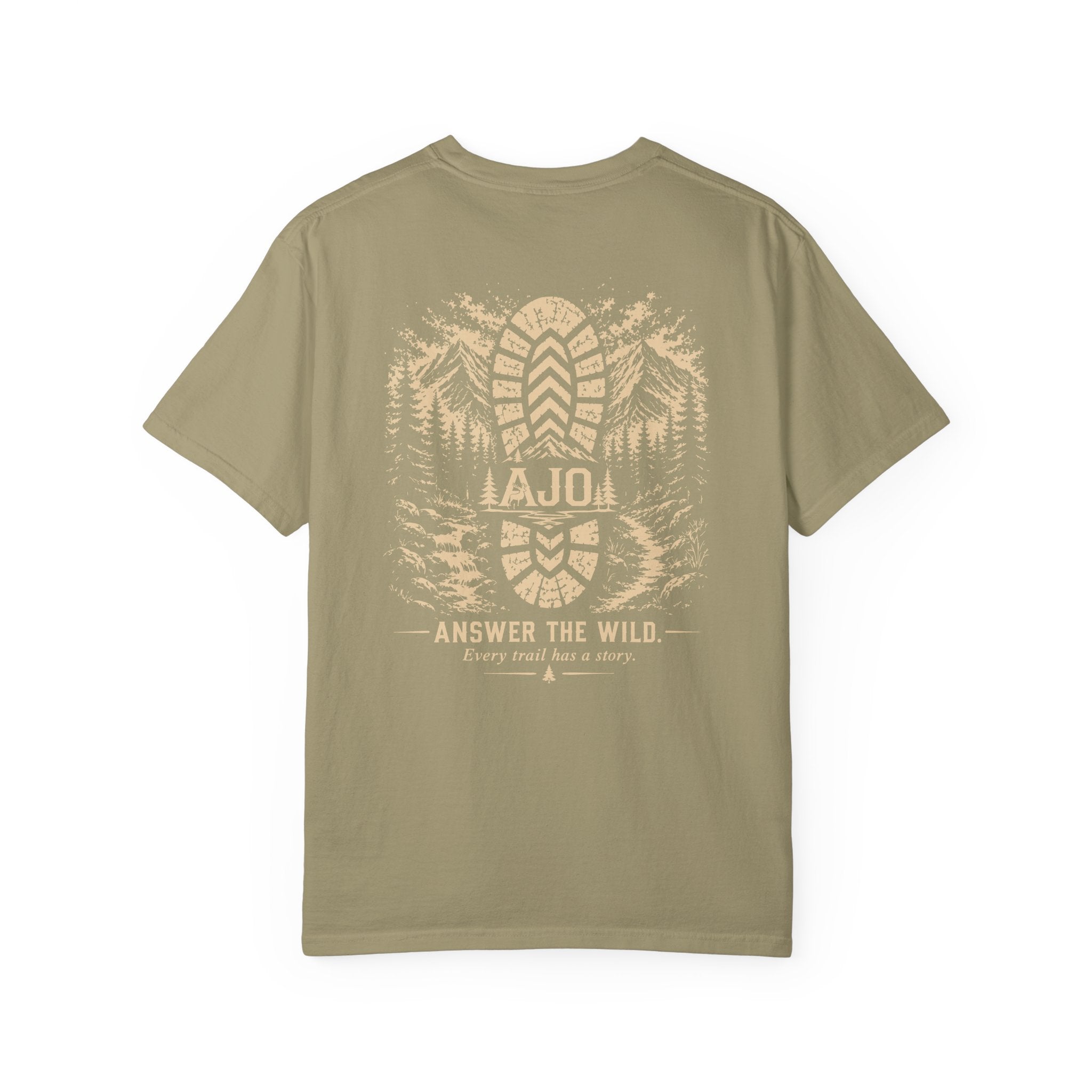 Trail Boot Print T-Shirt — "Answer the Wild" Outdoor Graphic Tee
