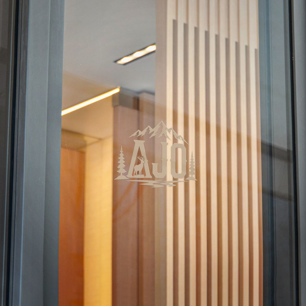 AJO Mountain Monogram Sticker — Die-Cut Outdoor Logo Sticker