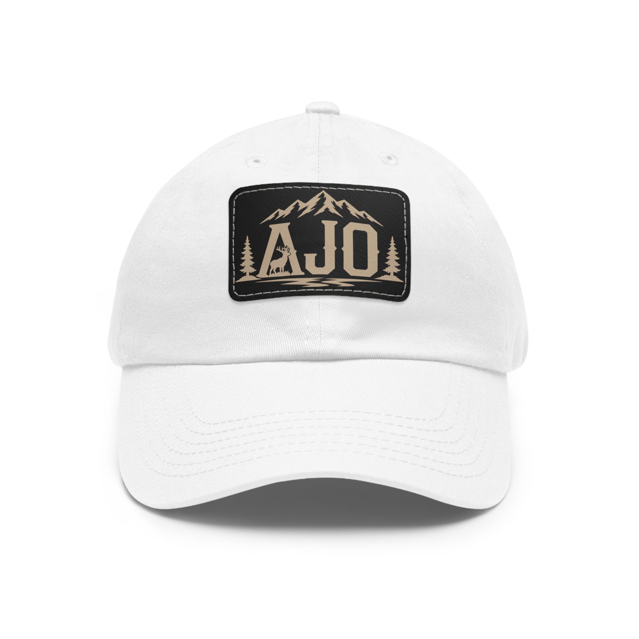 AJO Mountain Leather Patch Dad Hat — Outdoor Adventure Baseball Cap