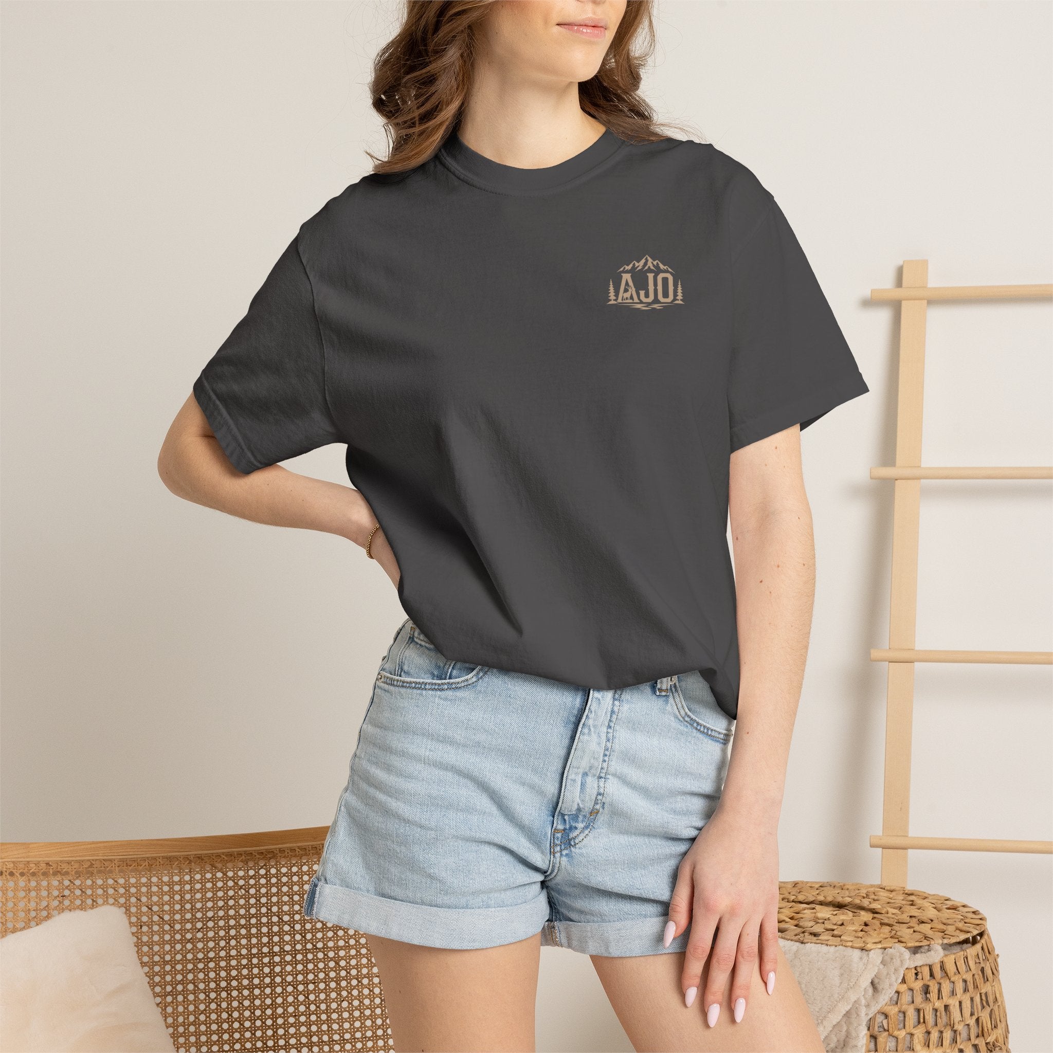 T-Shirt — Heavy Packs & Sore Backs Back Print (Outdoor Hiking Graphic)