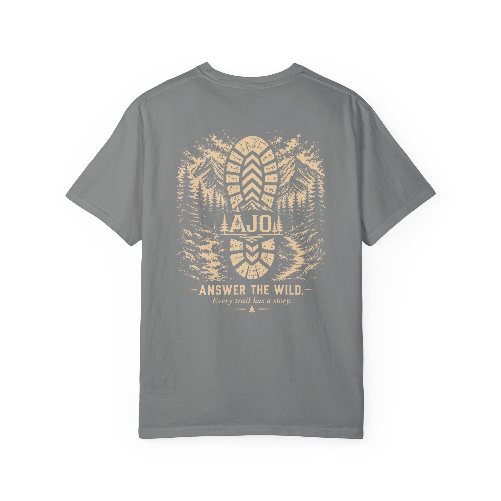 Trail Boot Print T-Shirt — "Answer the Wild" Outdoor Graphic Tee