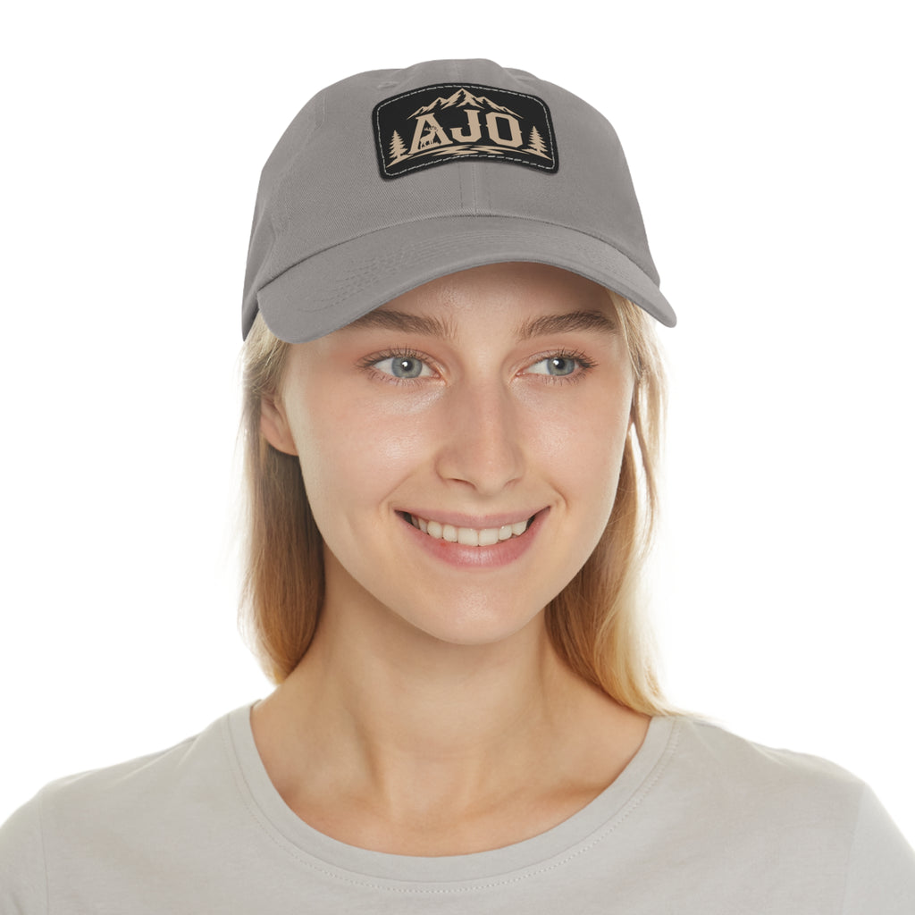 AJO Mountain Leather Patch Dad Hat — Outdoor Adventure Baseball Cap