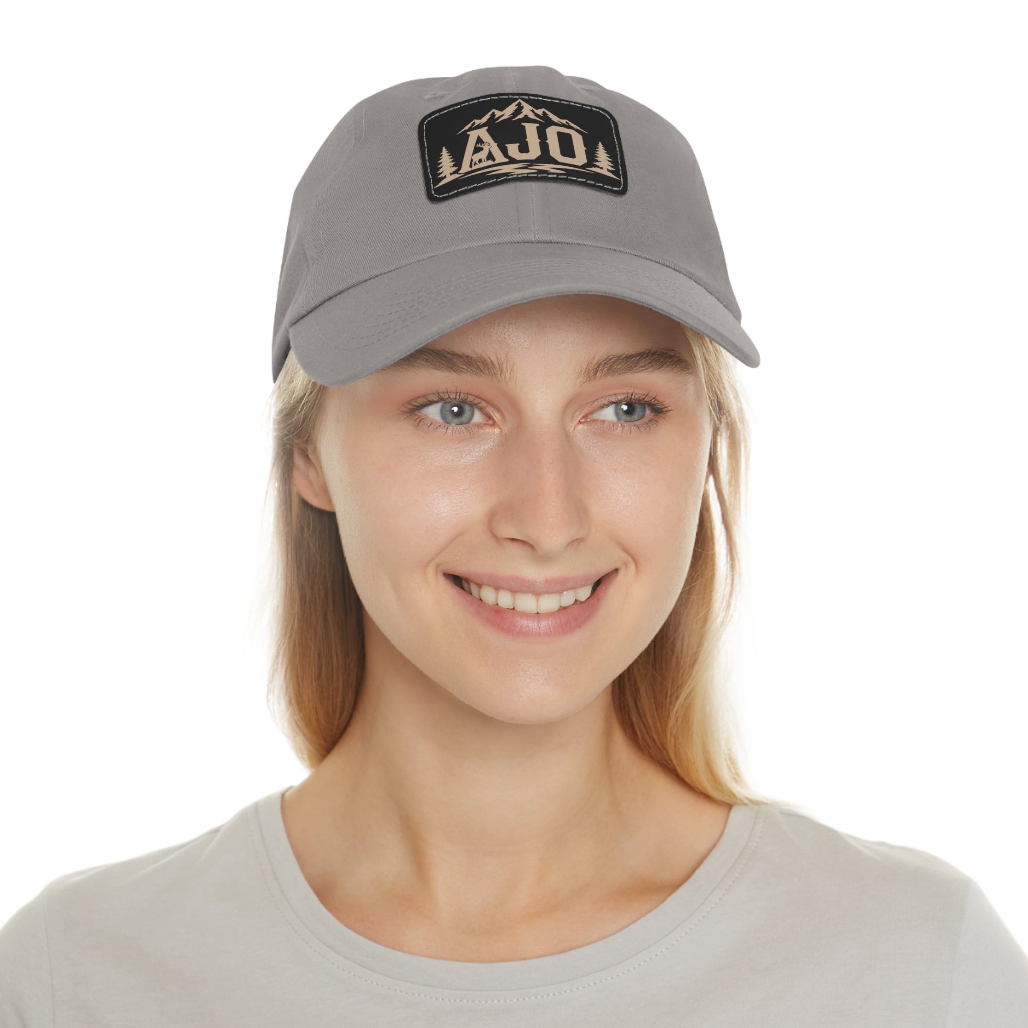 AJO Mountain Leather Patch Dad Hat — Outdoor Adventure Baseball Cap