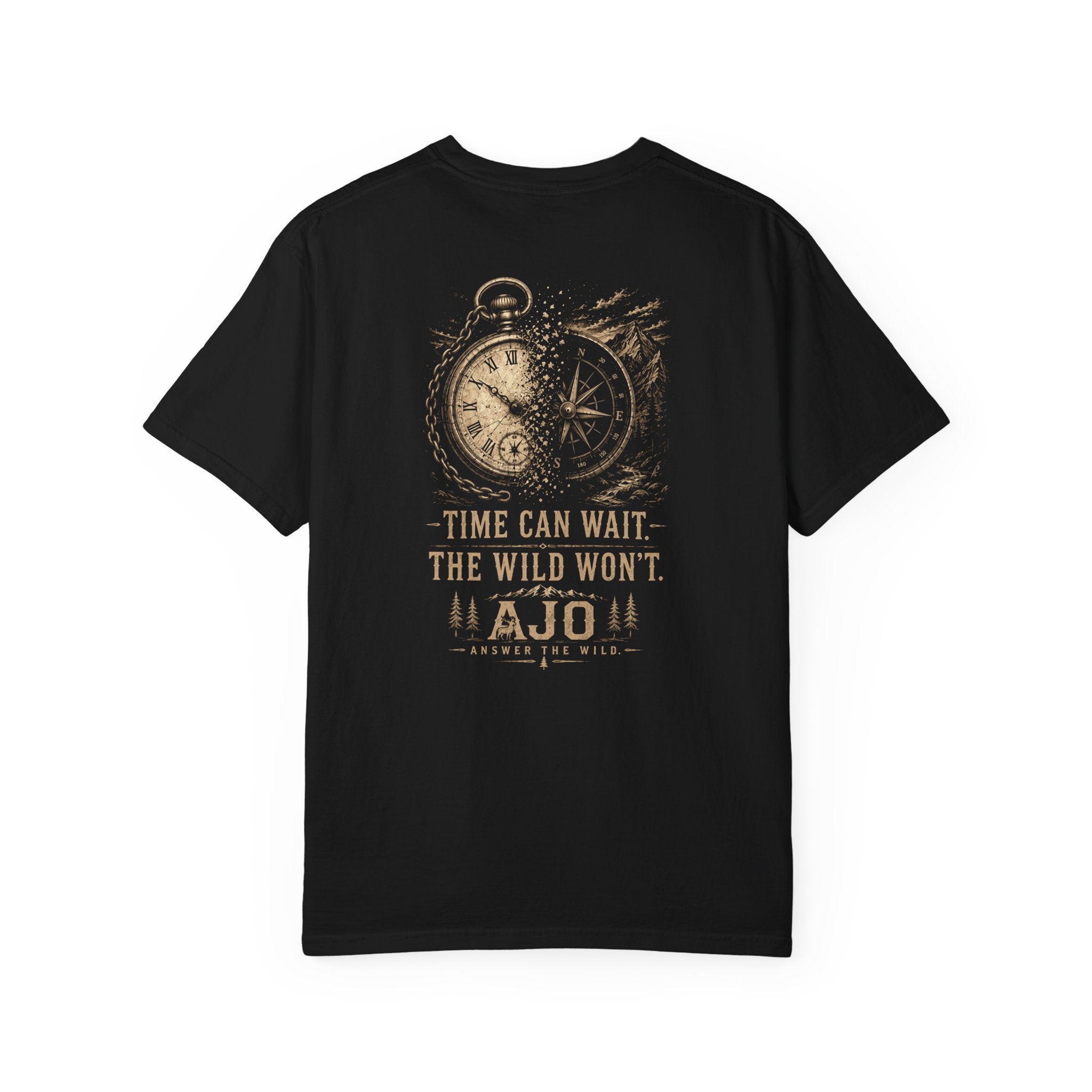 Ajo Pocket Tee — 'Time Can Wait, The Wild Won't' Adventure T‑Shirt