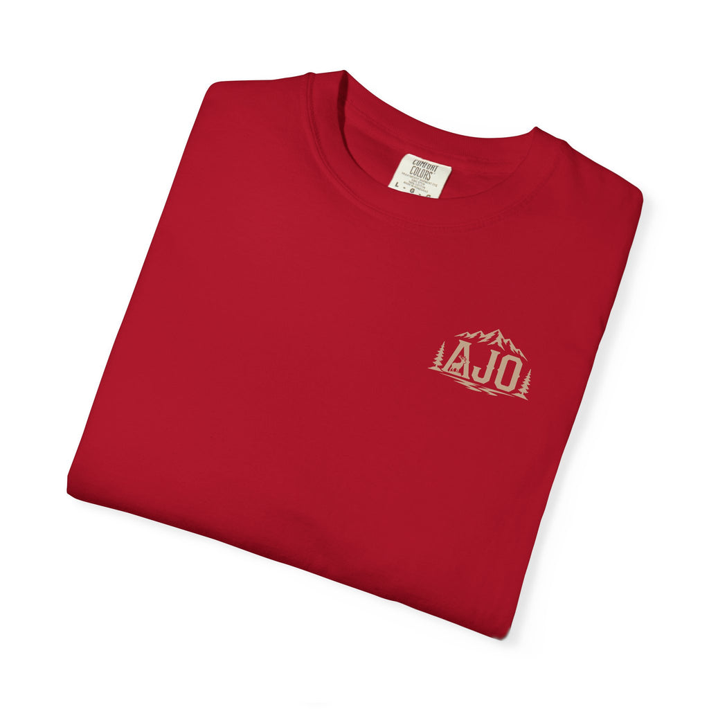 T-Shirt — Heavy Packs & Sore Backs Back Print (Outdoor Hiking Graphic)