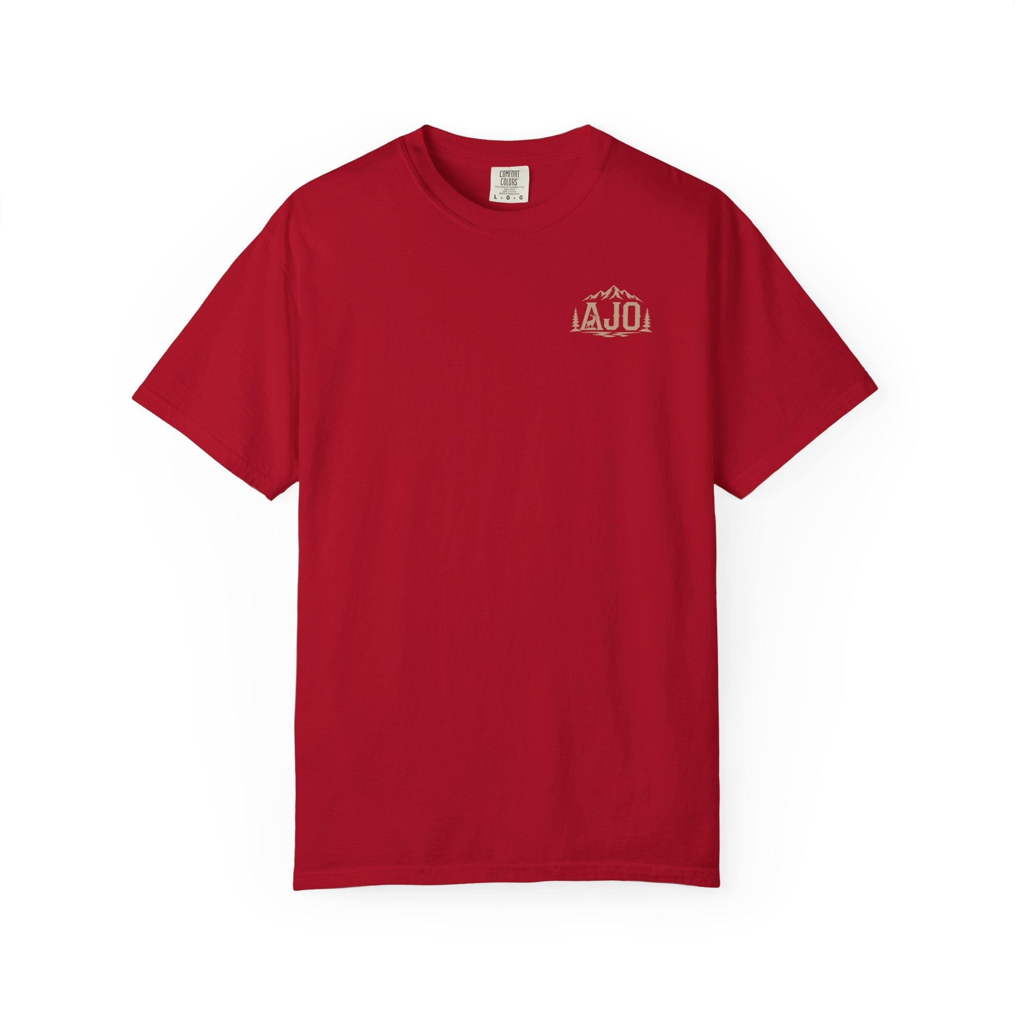 T-Shirt — Heavy Packs & Sore Backs Back Print (Outdoor Hiking Graphic)
