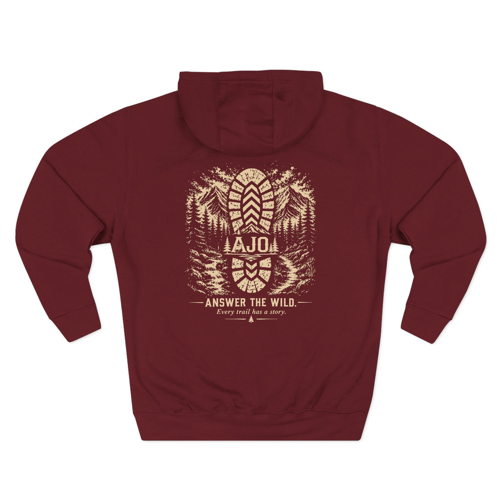 Adventure Hoodie - "Answer The Wild" Forest Bootprint Fleece Pullover