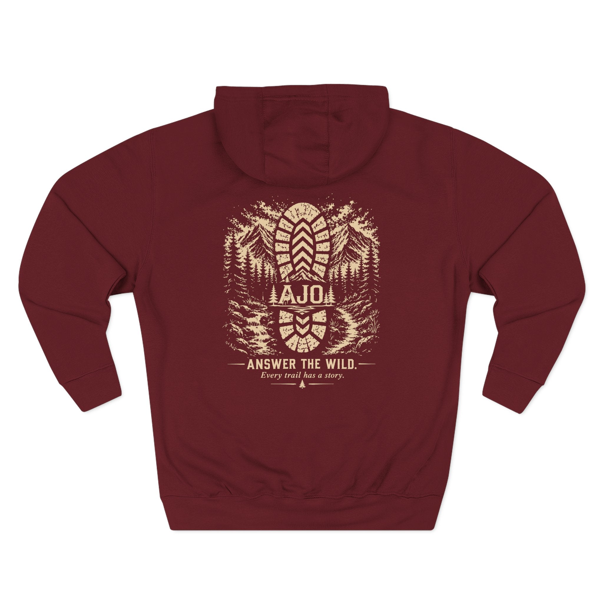 Adventure Hoodie - "Answer The Wild" Forest Bootprint Fleece Pullover