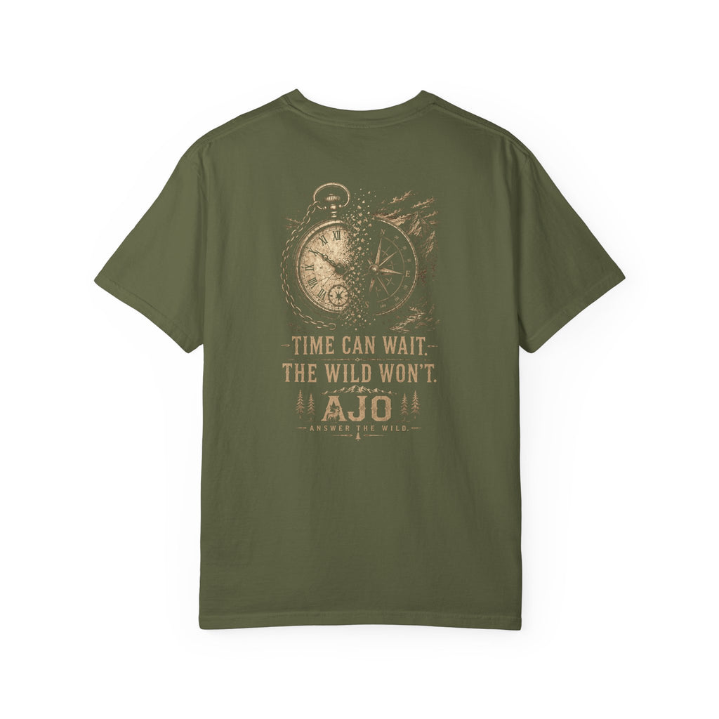 Ajo Pocket Tee — 'Time Can Wait, The Wild Won't' Adventure T‑Shirt