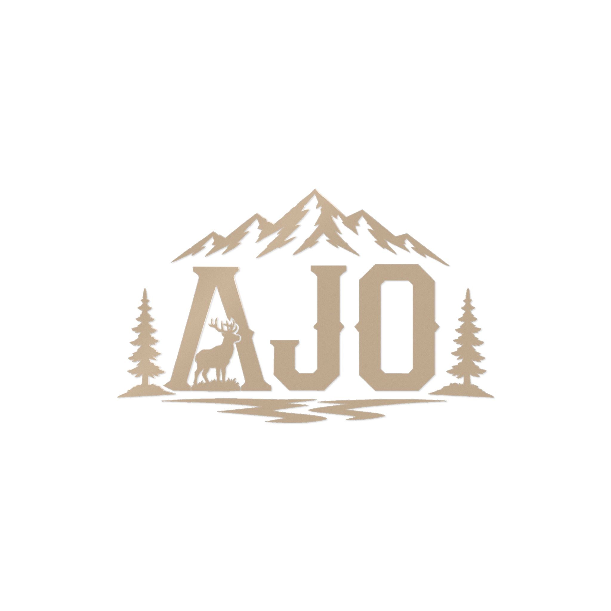 AJO Mountain Monogram Sticker — Die-Cut Outdoor Logo Sticker