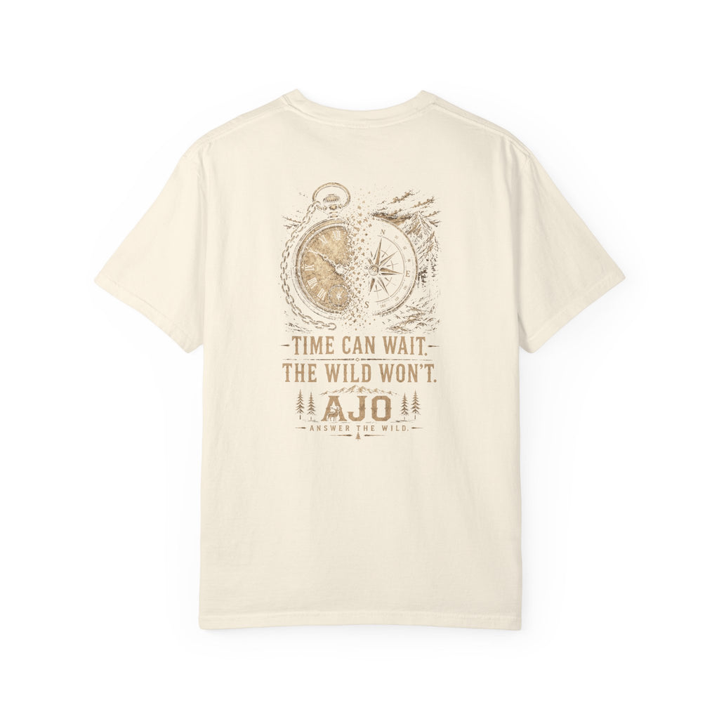 Ajo Pocket Tee — 'Time Can Wait, The Wild Won't' Adventure T‑Shirt