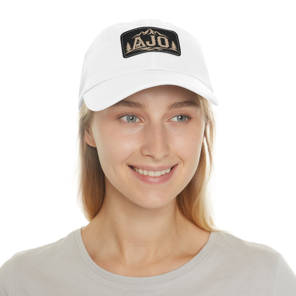 AJO Mountain Leather Patch Dad Hat — Outdoor Adventure Baseball Cap