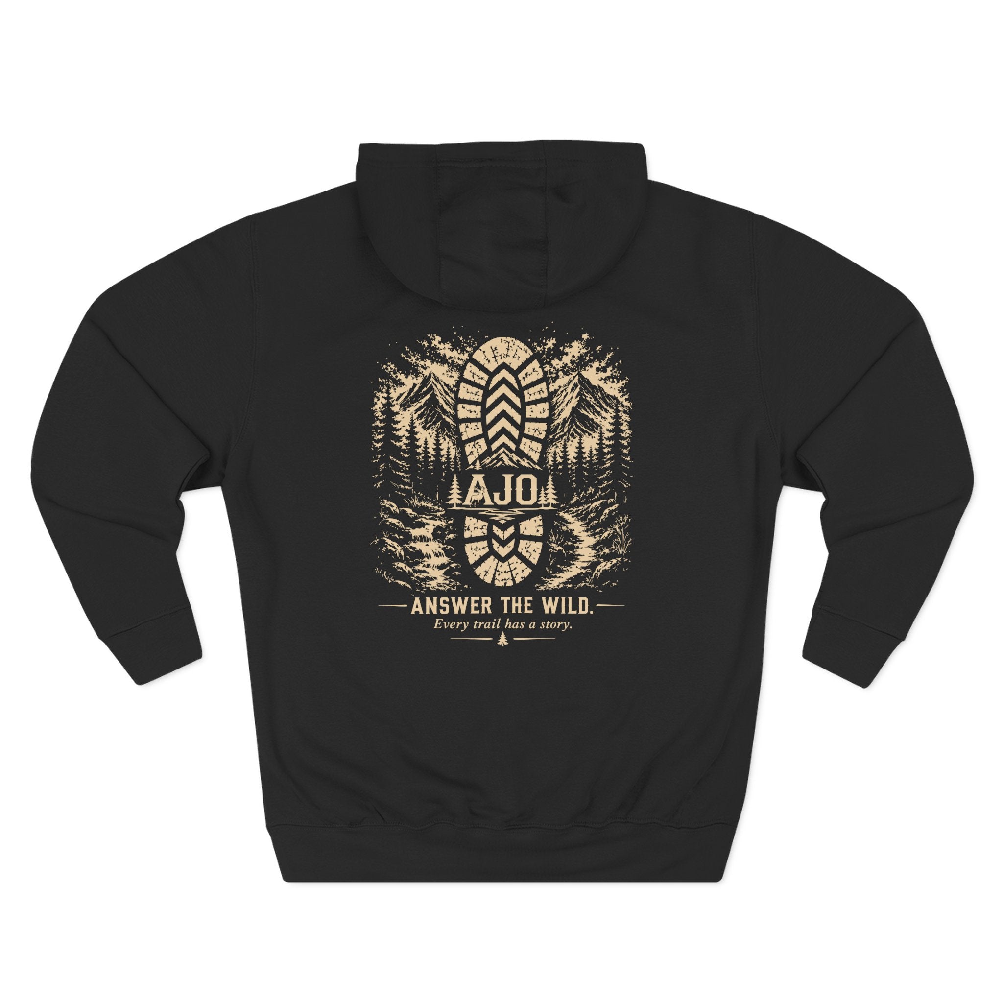 Adventure Hoodie - "Answer The Wild" Forest Bootprint Fleece Pullover
