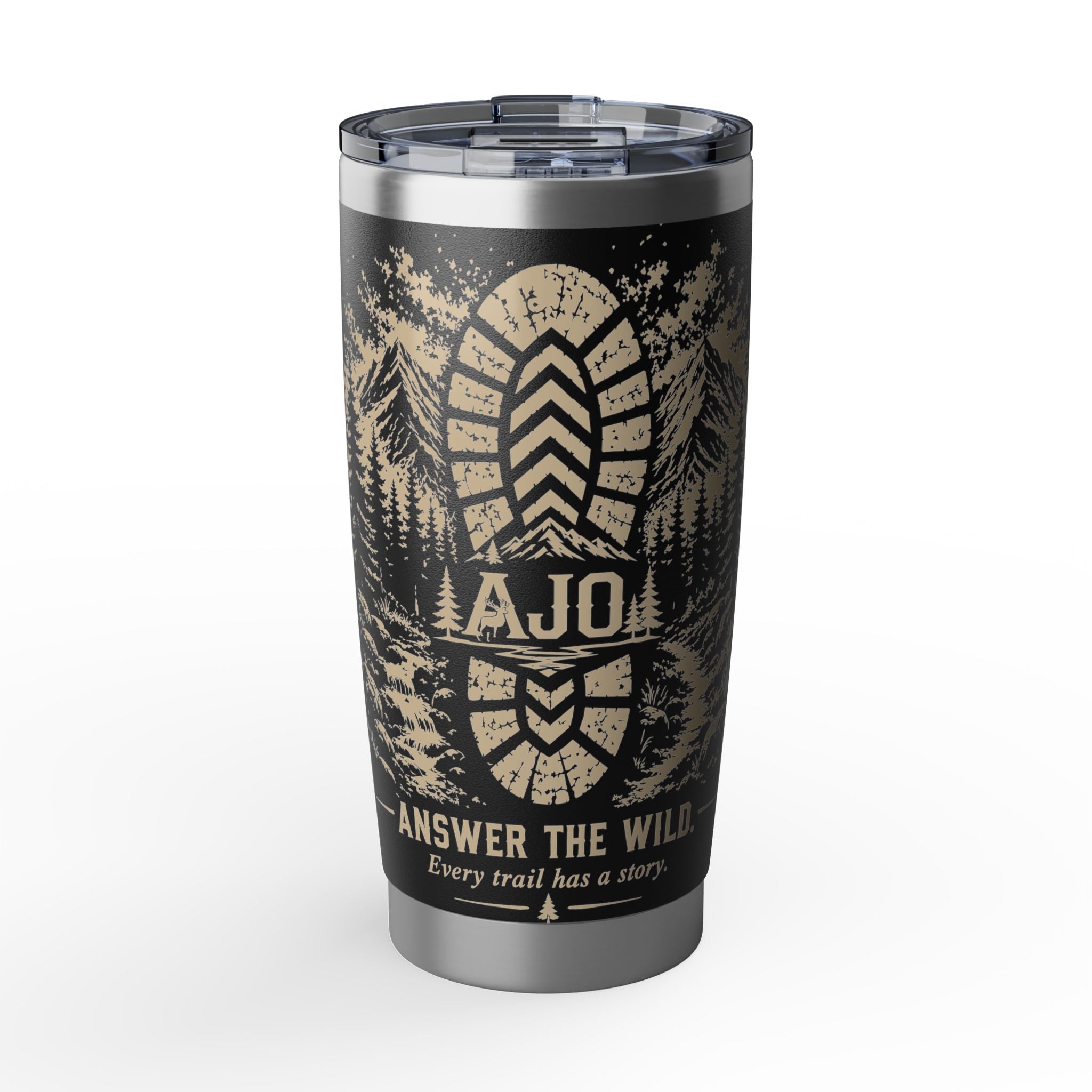 Vagabond 20oz Tumbler — Adventure Bootprint Travel Mug (Answer the Wild)
