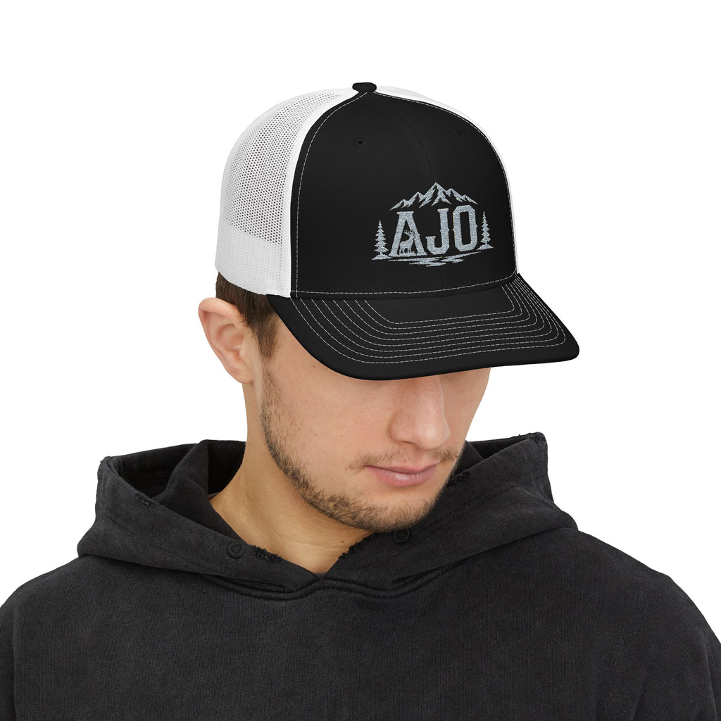 AJO Mountain Logo Snapback Trucker Cap
