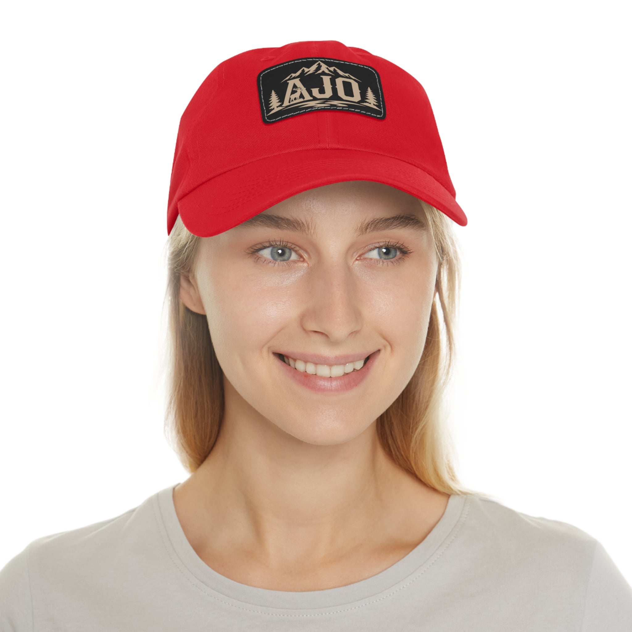 AJO Mountain Leather Patch Dad Hat — Outdoor Adventure Baseball Cap