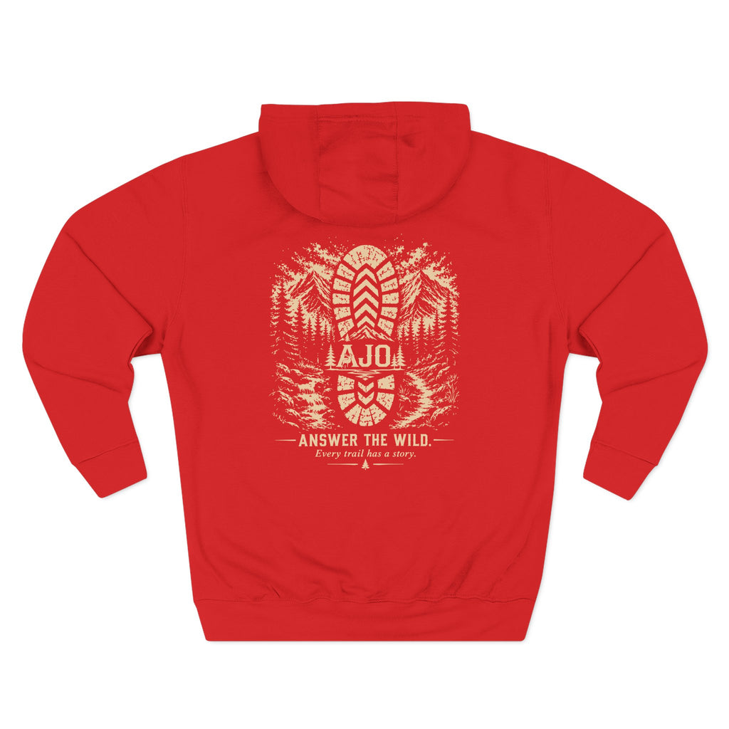 Adventure Hoodie - "Answer The Wild" Forest Bootprint Fleece Pullover