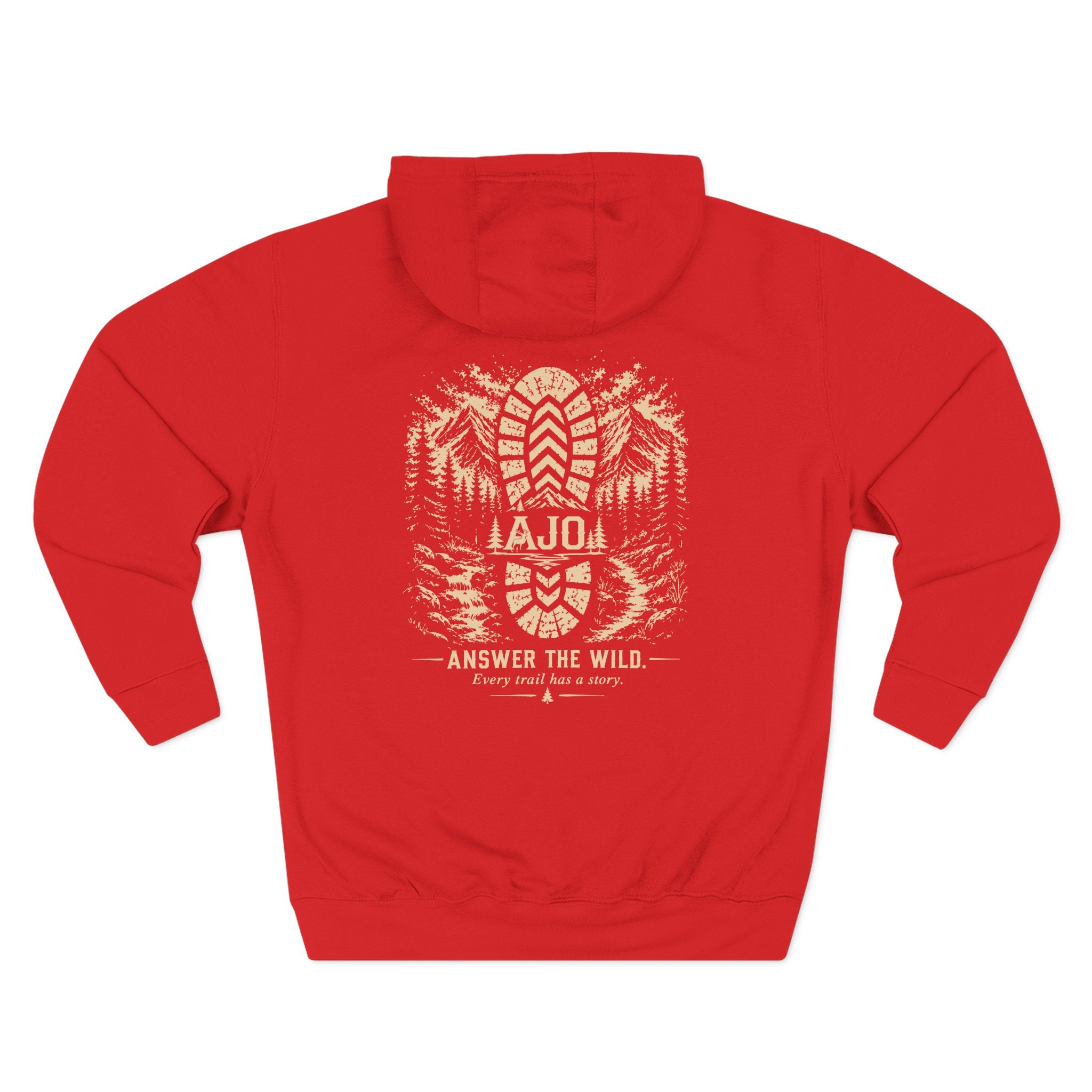 Adventure Hoodie - "Answer The Wild" Forest Bootprint Fleece Pullover