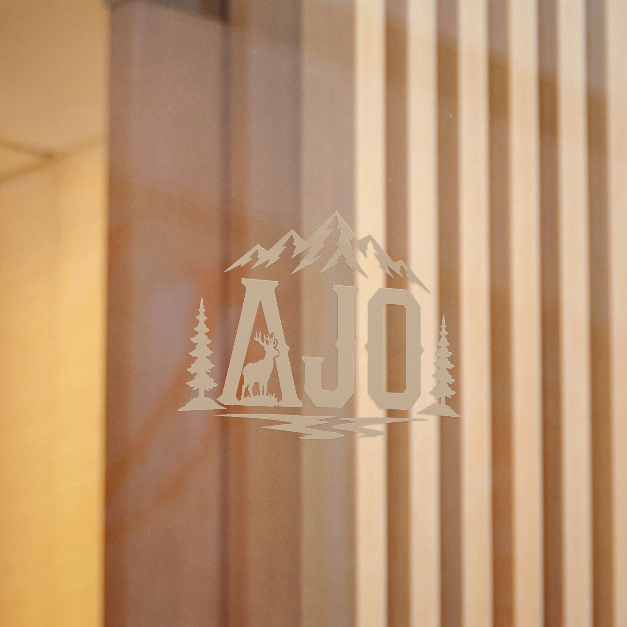 AJO Mountain Monogram Sticker — Die-Cut Outdoor Logo Sticker