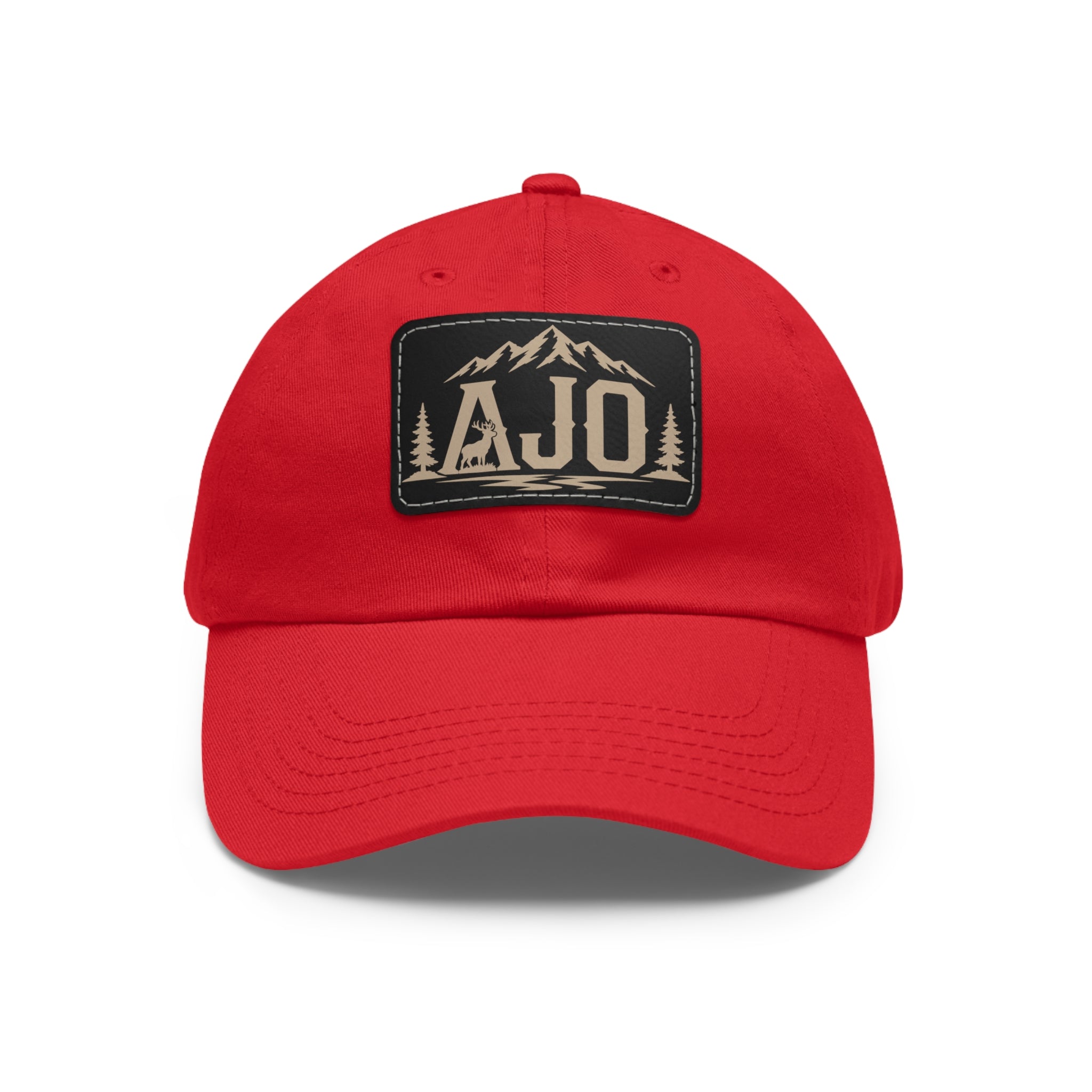 AJO Mountain Leather Patch Dad Hat — Outdoor Adventure Baseball Cap
