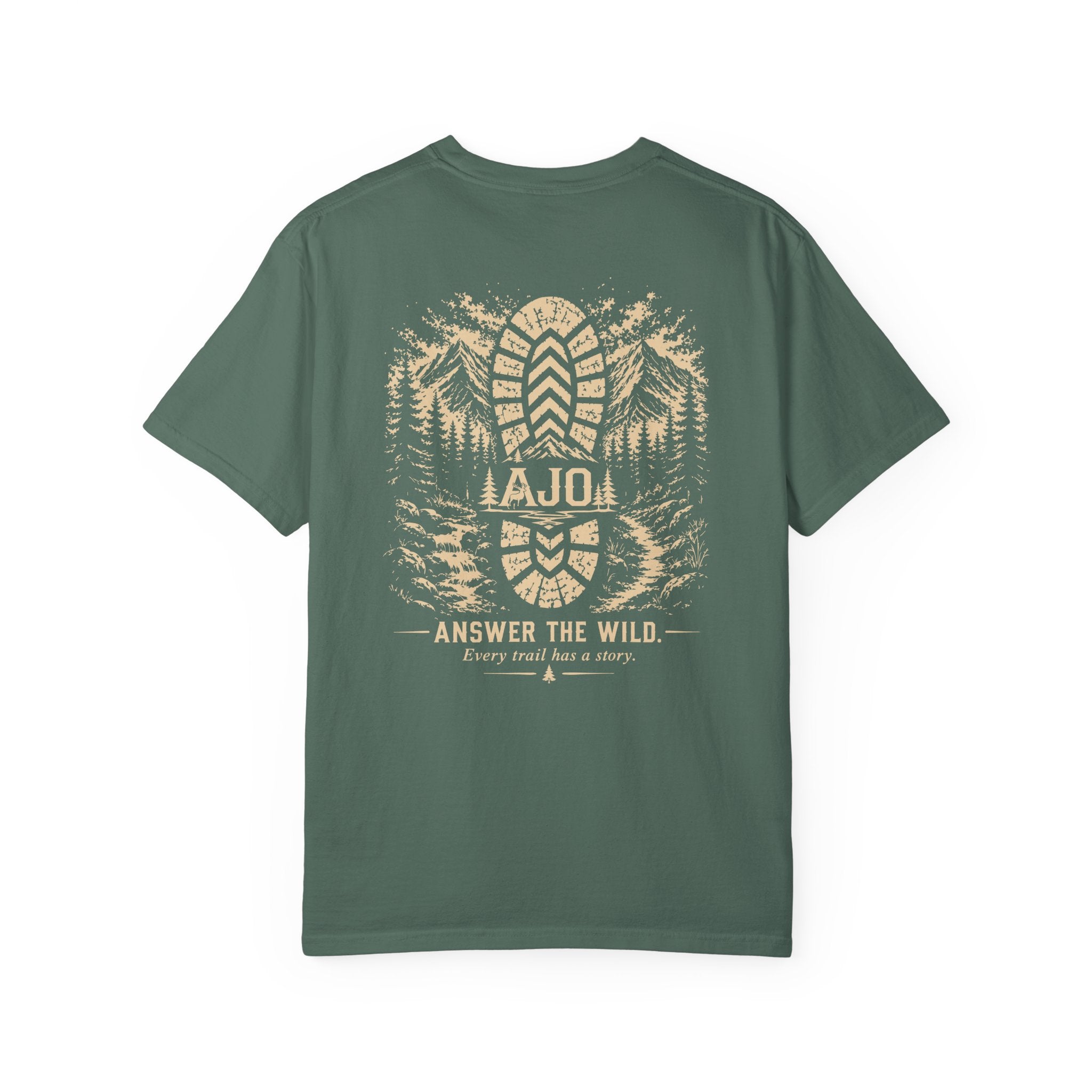 Trail Boot Print T-Shirt — "Answer the Wild" Outdoor Graphic Tee