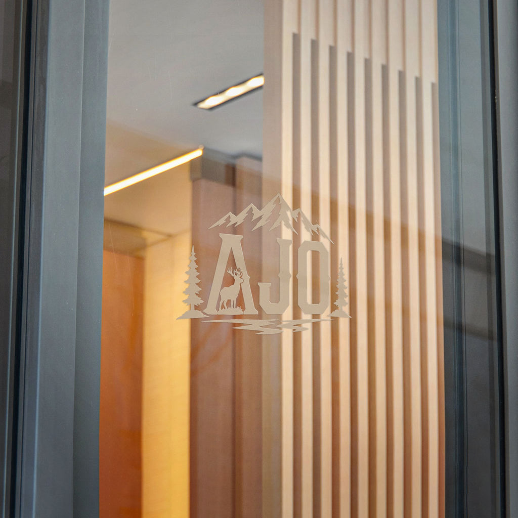 AJO Mountain Monogram Sticker — Die-Cut Outdoor Logo Sticker