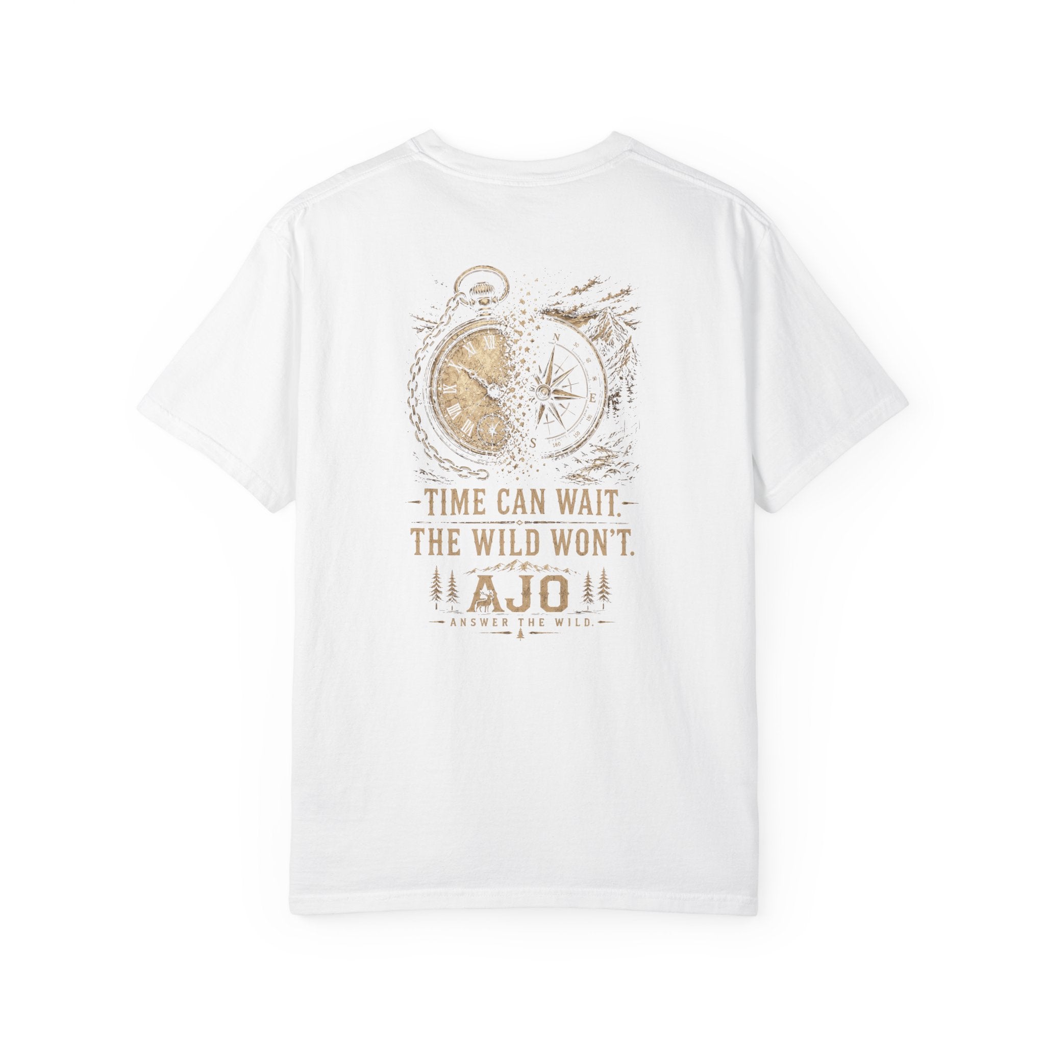 Ajo Pocket Tee — 'Time Can Wait, The Wild Won't' Adventure T‑Shirt