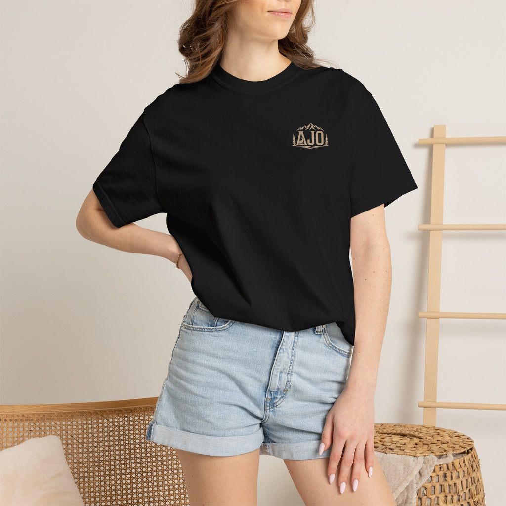 T-Shirt — Heavy Packs & Sore Backs Back Print (Outdoor Hiking Graphic)