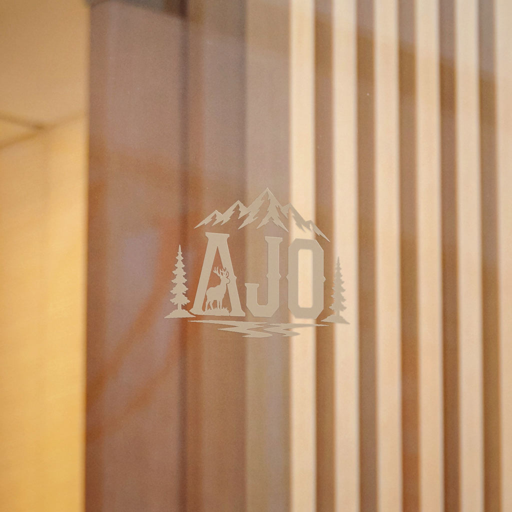 AJO Mountain Monogram Sticker — Die-Cut Outdoor Logo Sticker