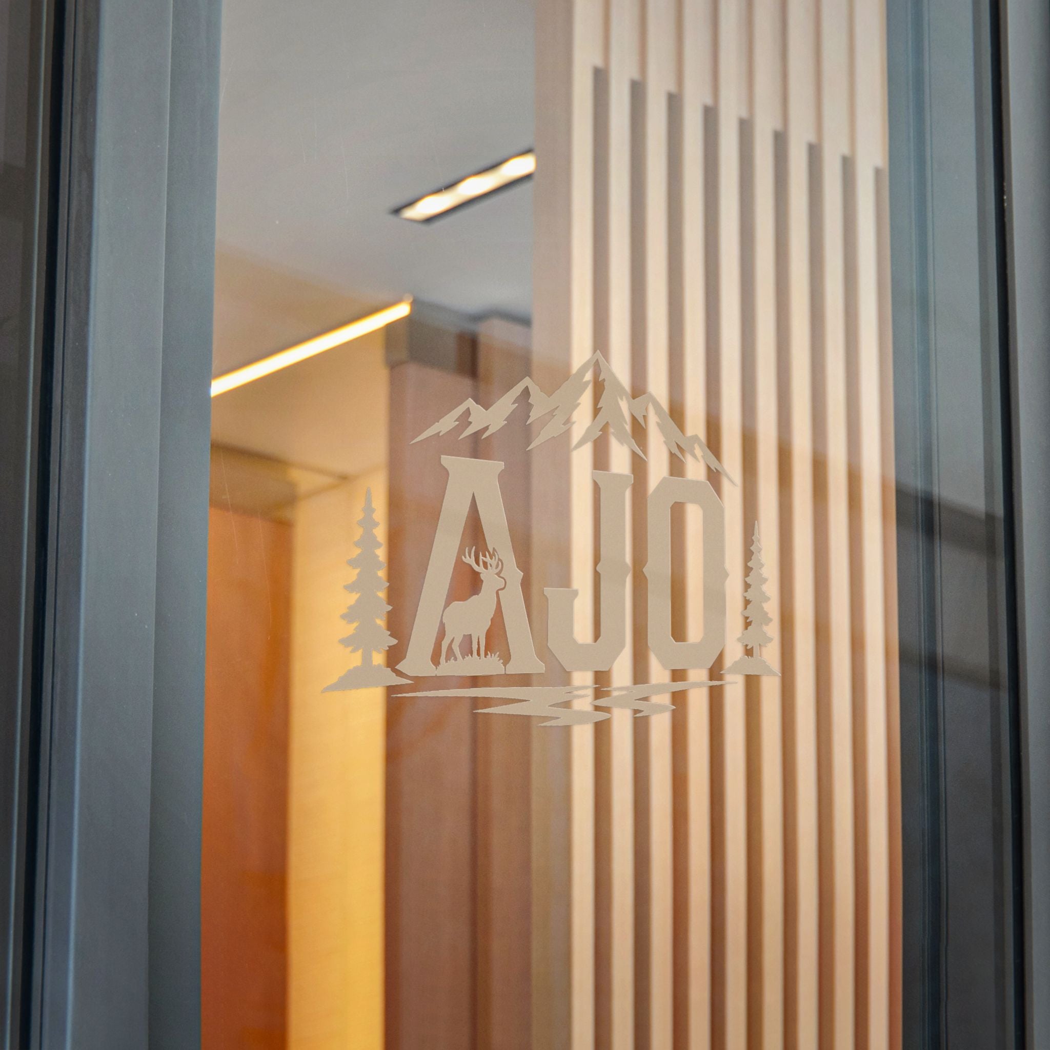 AJO Mountain Monogram Sticker — Die-Cut Outdoor Logo Sticker