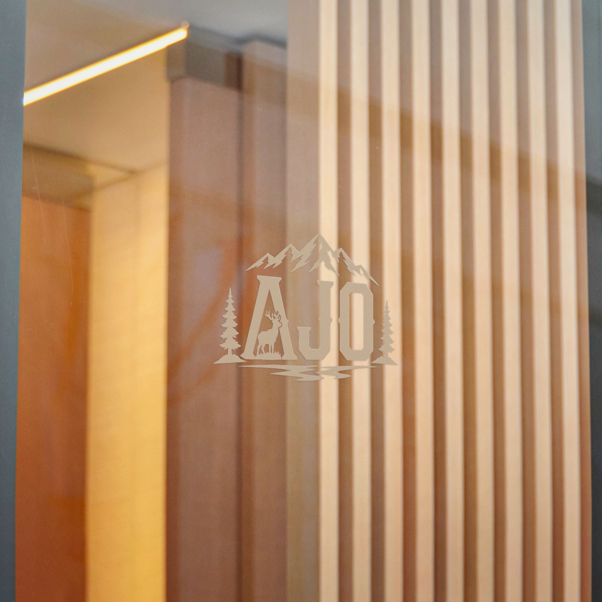 AJO Mountain Monogram Sticker — Die-Cut Outdoor Logo Sticker