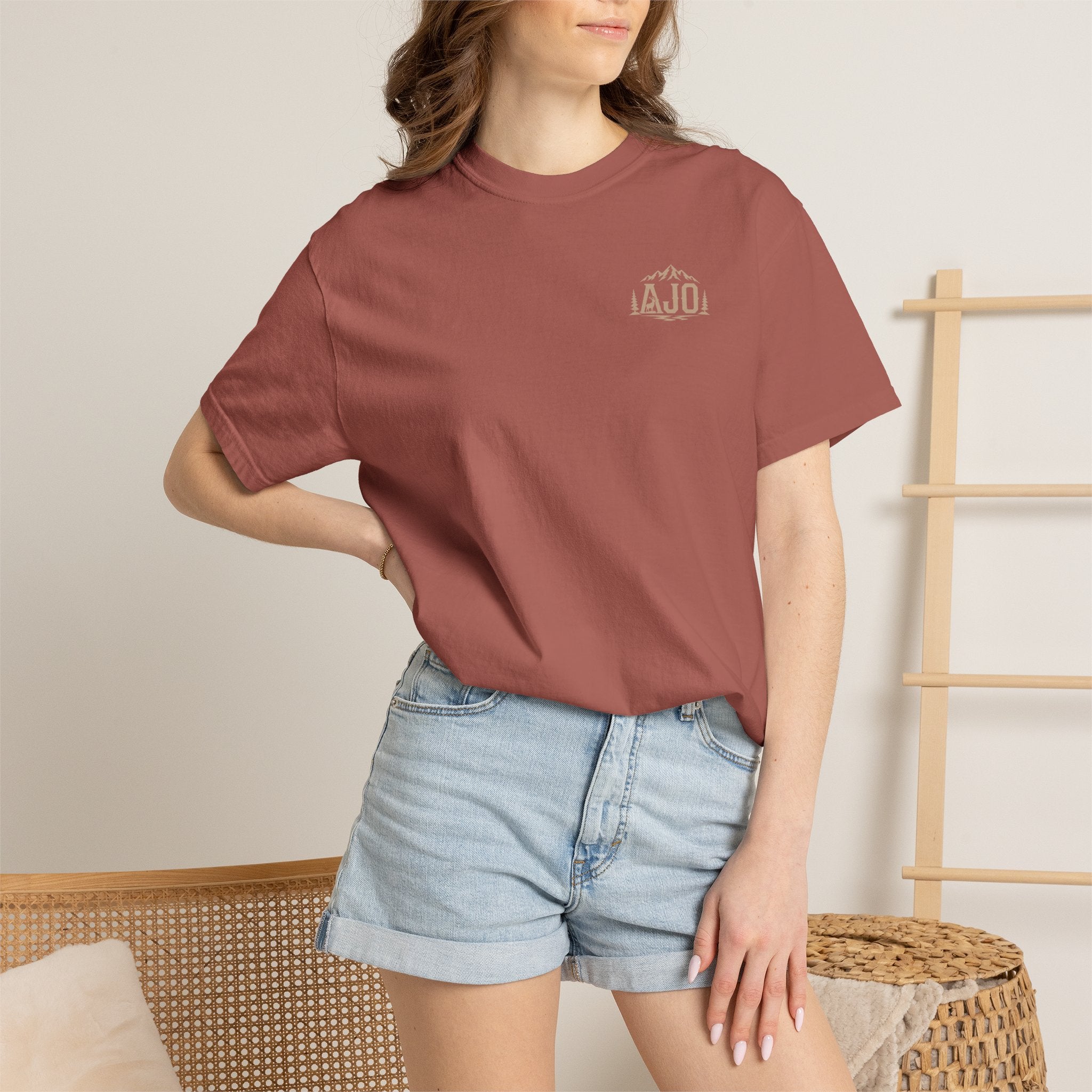 T-Shirt — Heavy Packs & Sore Backs Back Print (Outdoor Hiking Graphic)