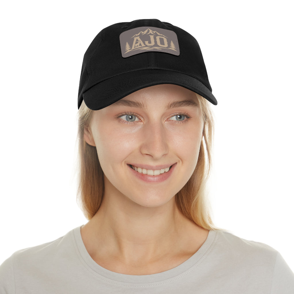 AJO Mountain Leather Patch Dad Hat — Outdoor Adventure Baseball Cap