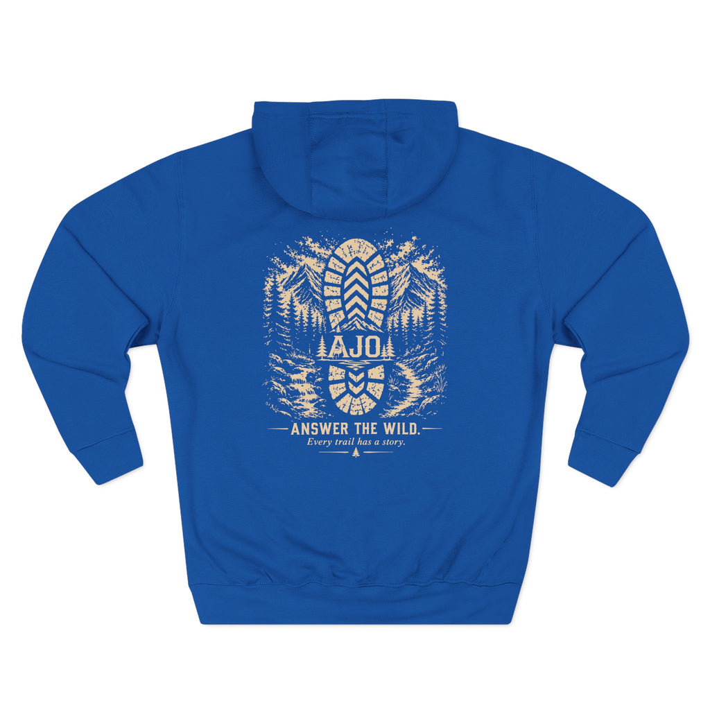 Adventure Hoodie - "Answer The Wild" Forest Bootprint Fleece Pullover
