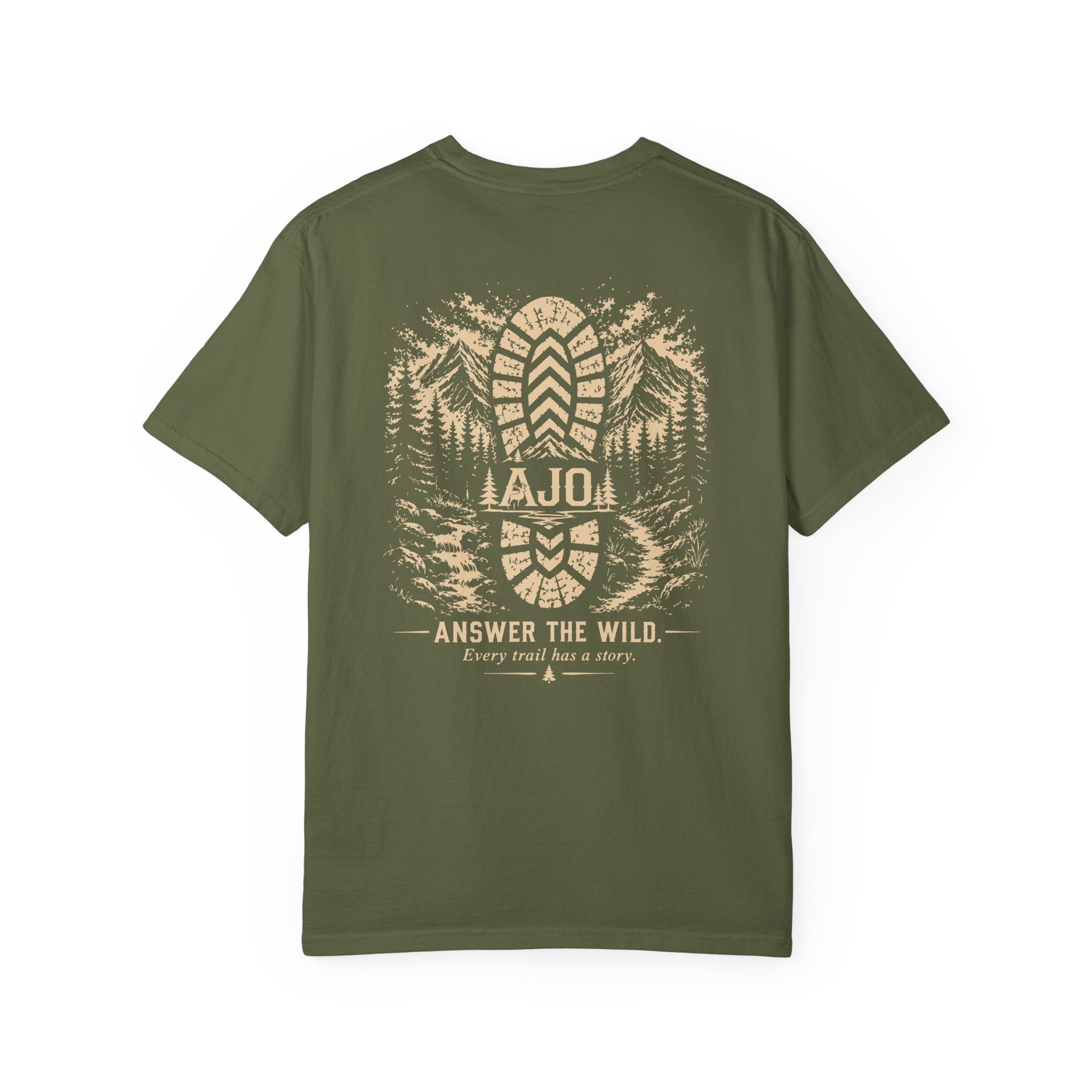 Trail Boot Print T-Shirt — "Answer the Wild" Outdoor Graphic Tee