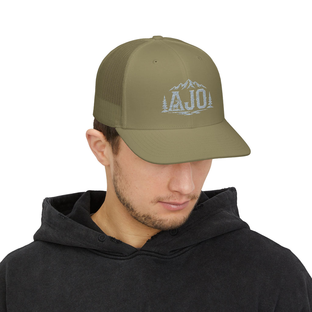AJO Mountain Logo Snapback Trucker Cap