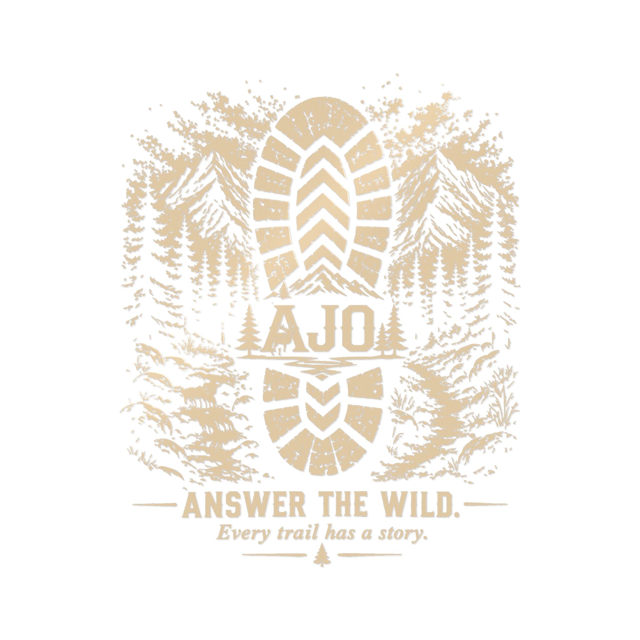 Die-Cut Sticker — "Answer the Wild" Hiking Boot Forest Adventure Decal
