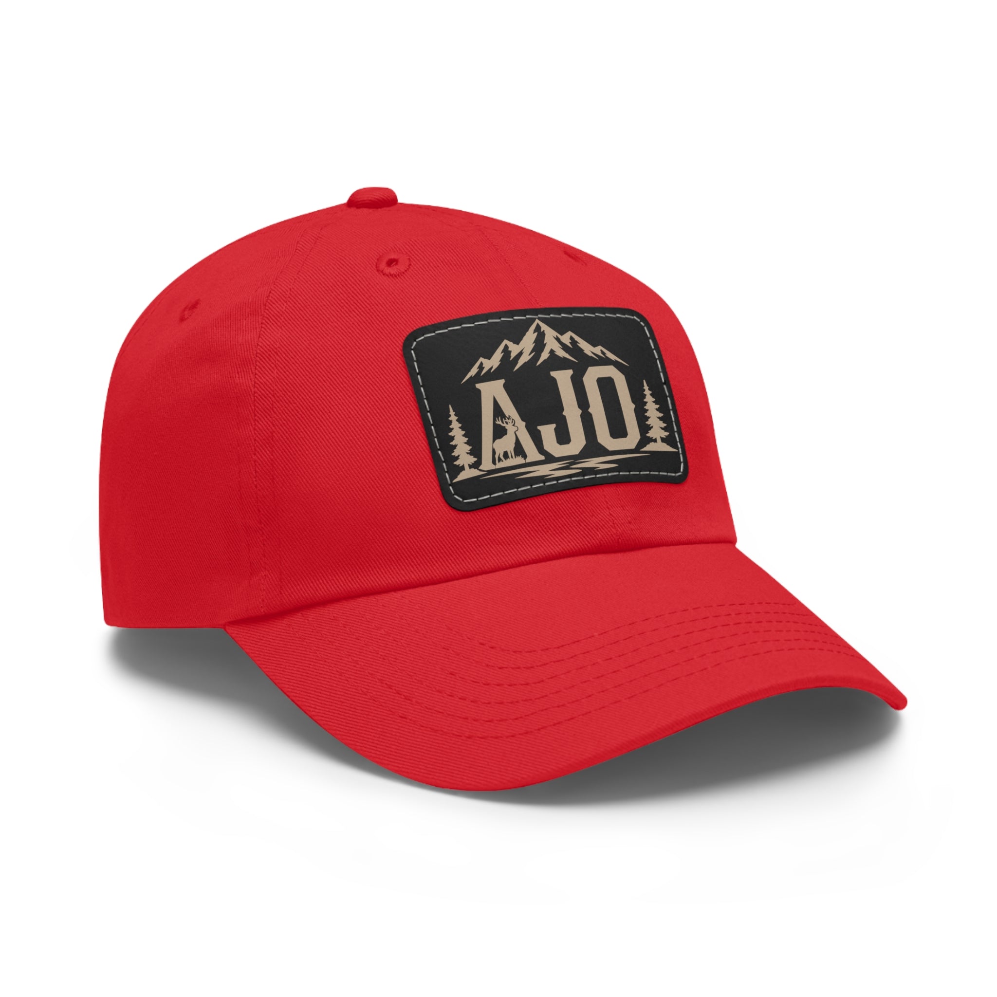 AJO Mountain Leather Patch Dad Hat — Outdoor Adventure Baseball Cap