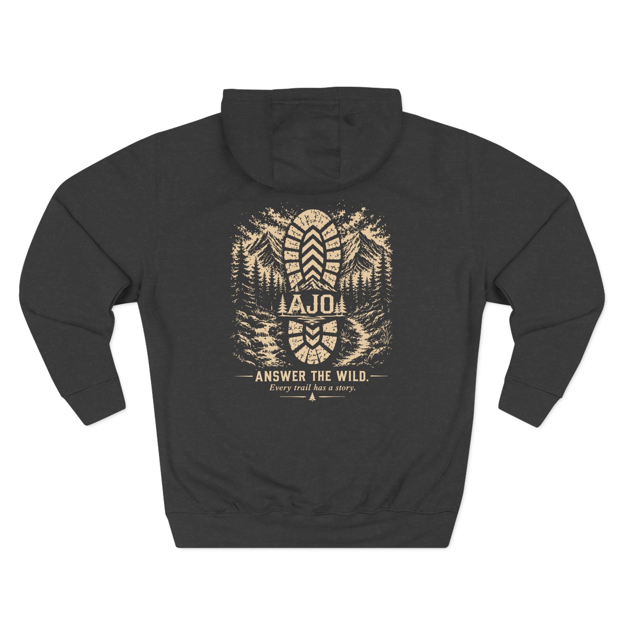 Adventure Hoodie - "Answer The Wild" Forest Bootprint Fleece Pullover