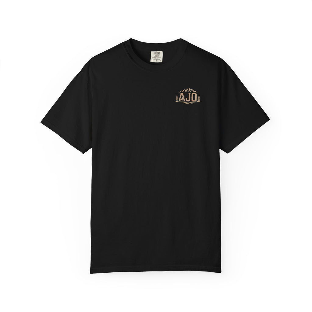 T-Shirt — Heavy Packs & Sore Backs Back Print (Outdoor Hiking Graphic)